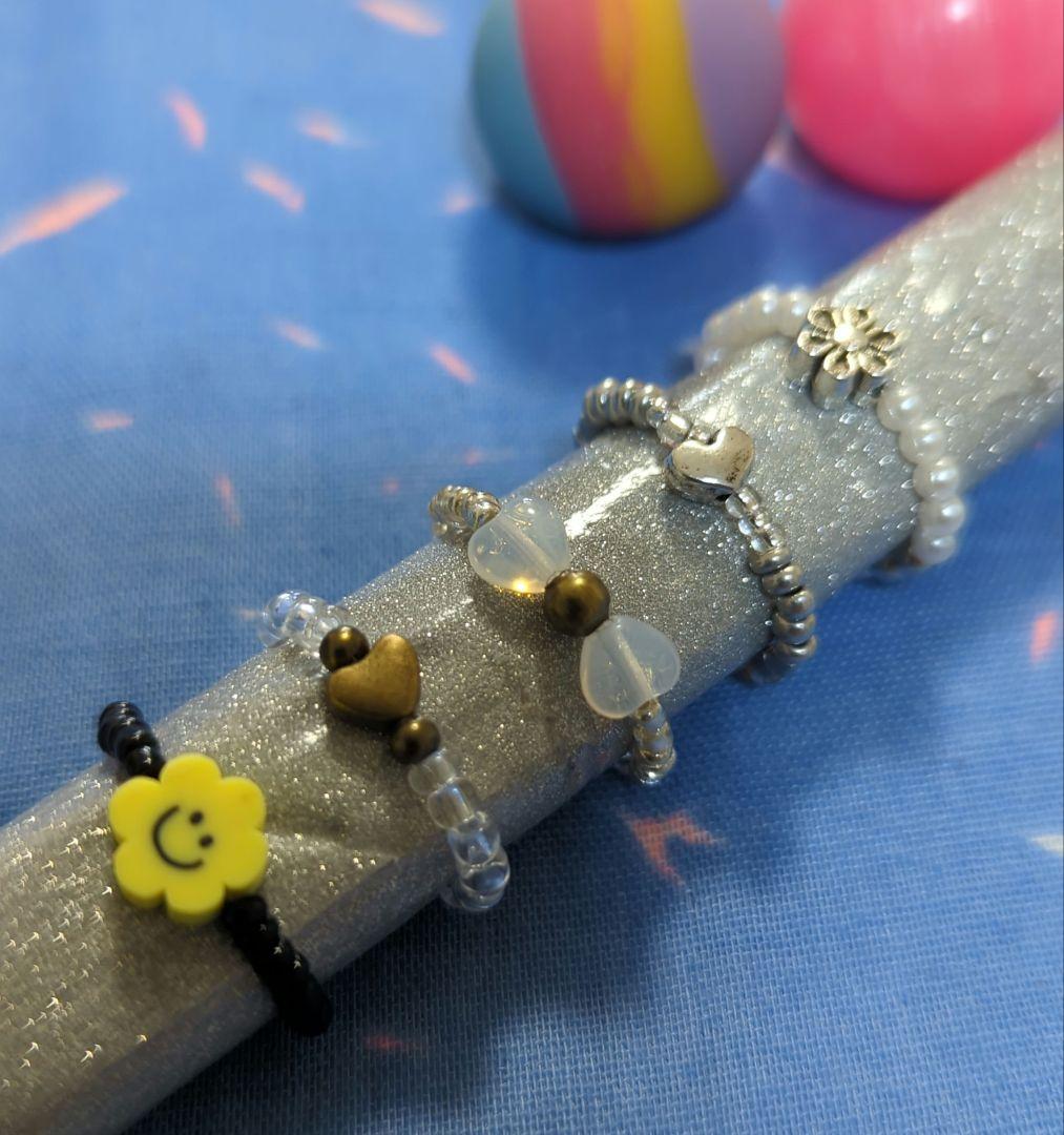 画面画面ハンドメイド にこちゃんスマイリー　　リング他指輪5点セット BB-53