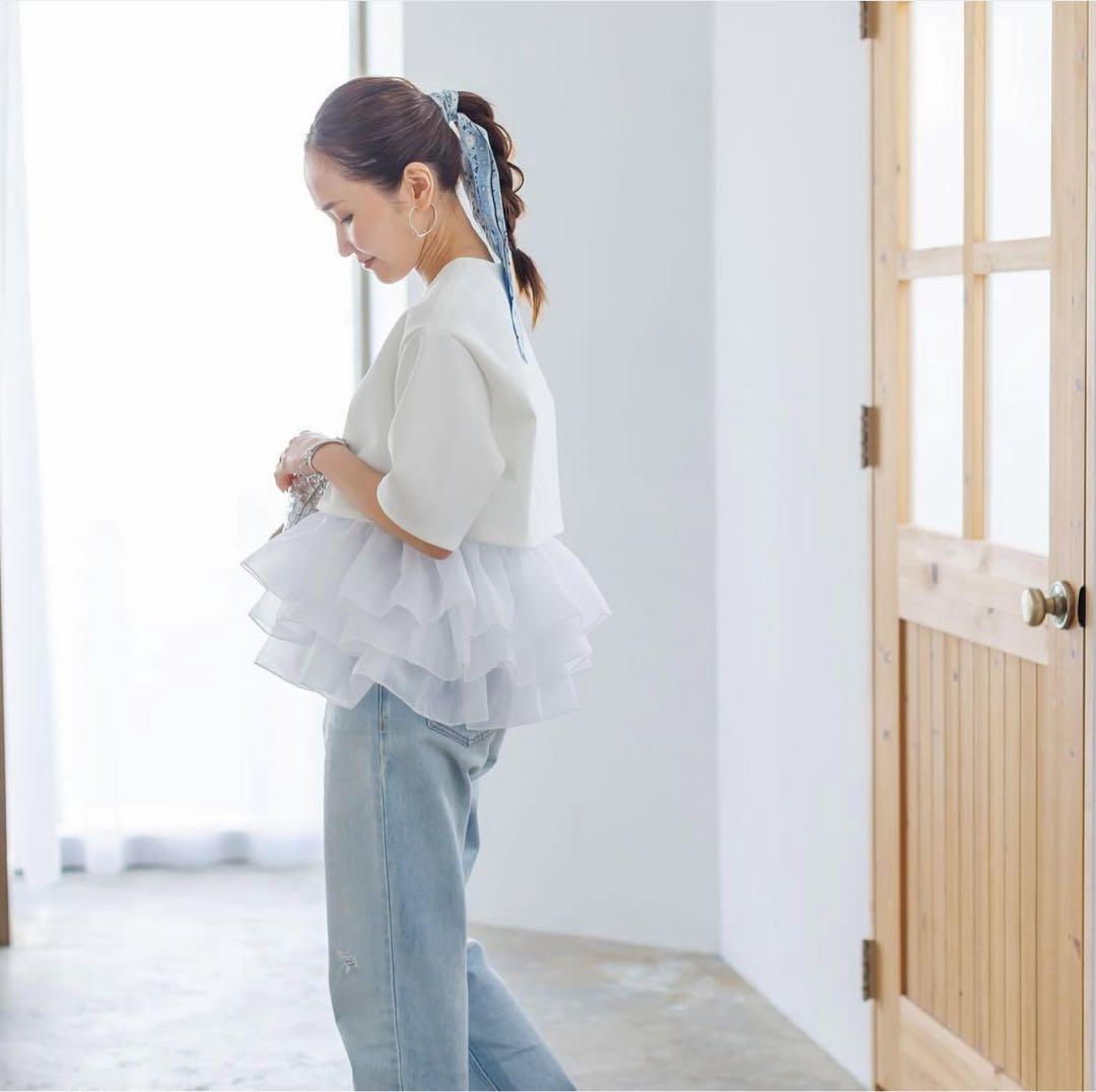 ★美品★ Hem tulle docking pullover