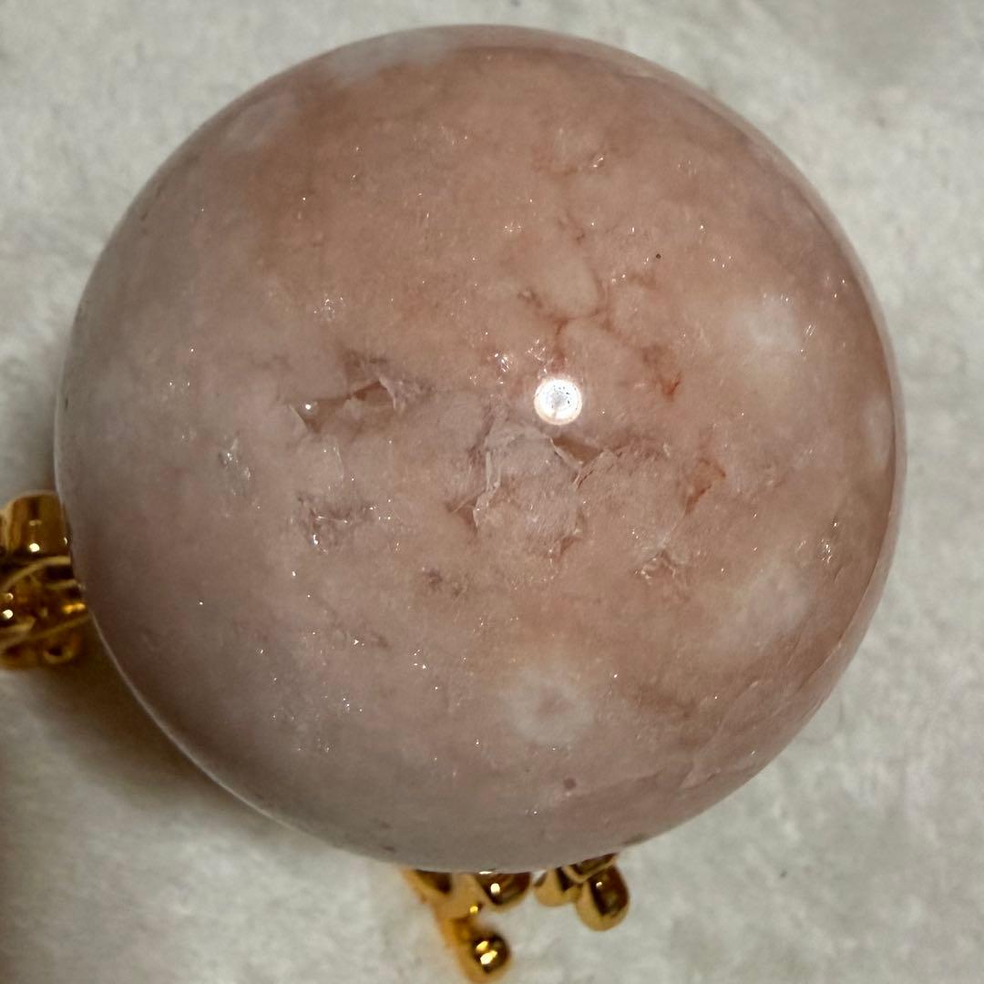 ピンクアメジスト　桜瑪瑙　ピンアメ　スフィア　6.4cm