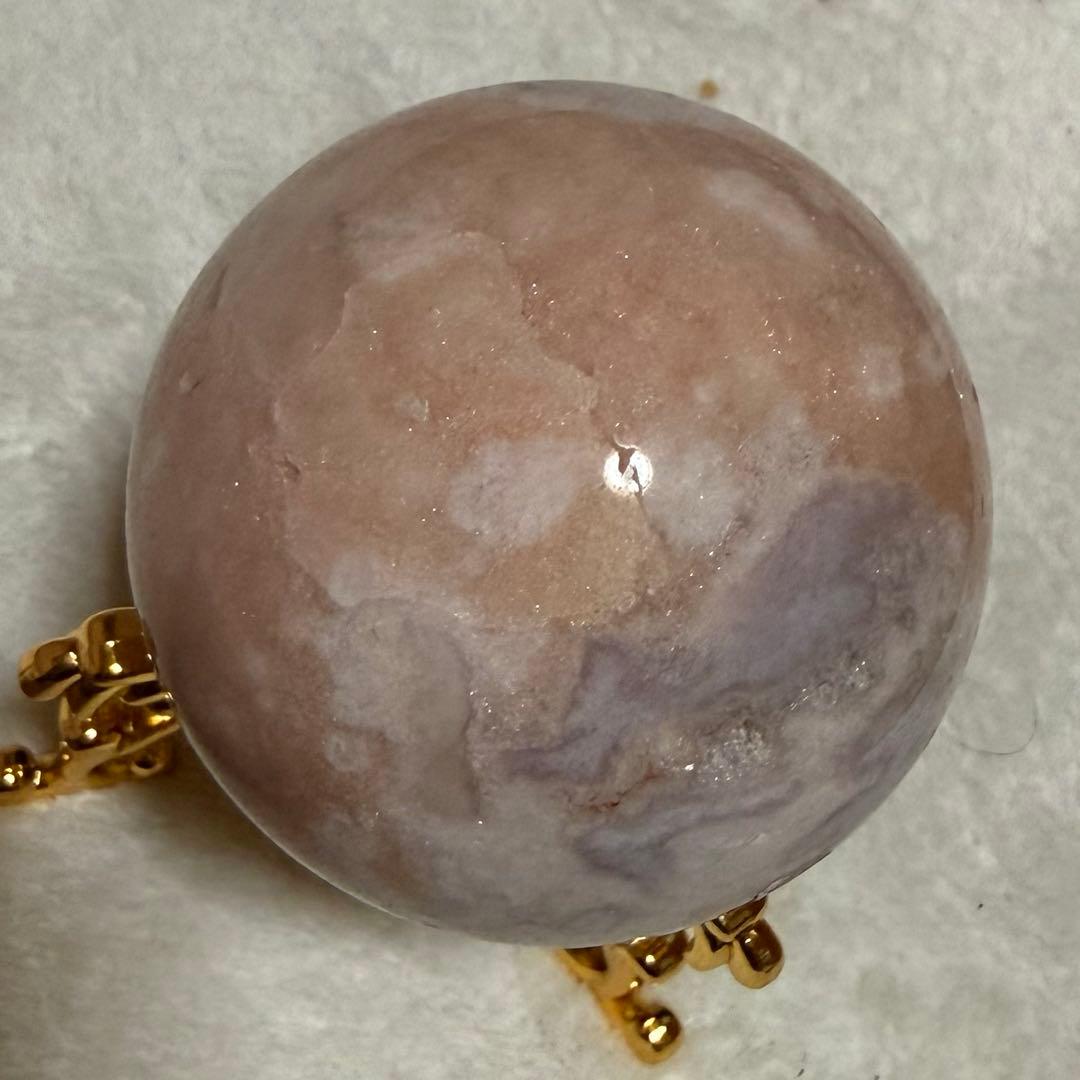 ピンクアメジスト　桜瑪瑙　ピンアメ　スフィア　6.4cm