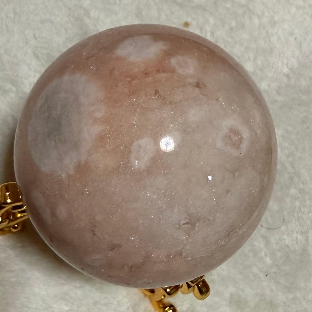 ピンクアメジスト　桜瑪瑙　ピンアメ　スフィア　6.4cm