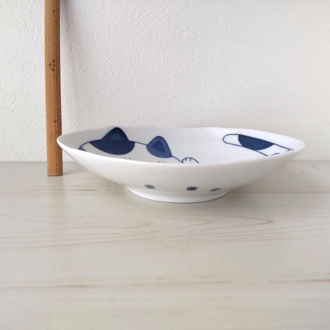 新品2点セット　美濃焼　ねこちぐら　19.5cm 楕円深皿　カレー皿　ミケ　ネコ