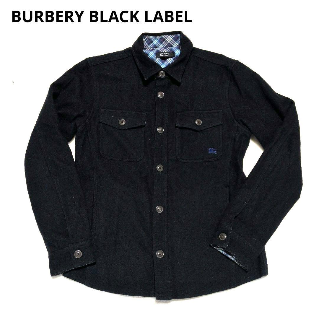 美品 ✨️ バーバリーブラックレーベル ウール 長袖シャツ 黒 M
