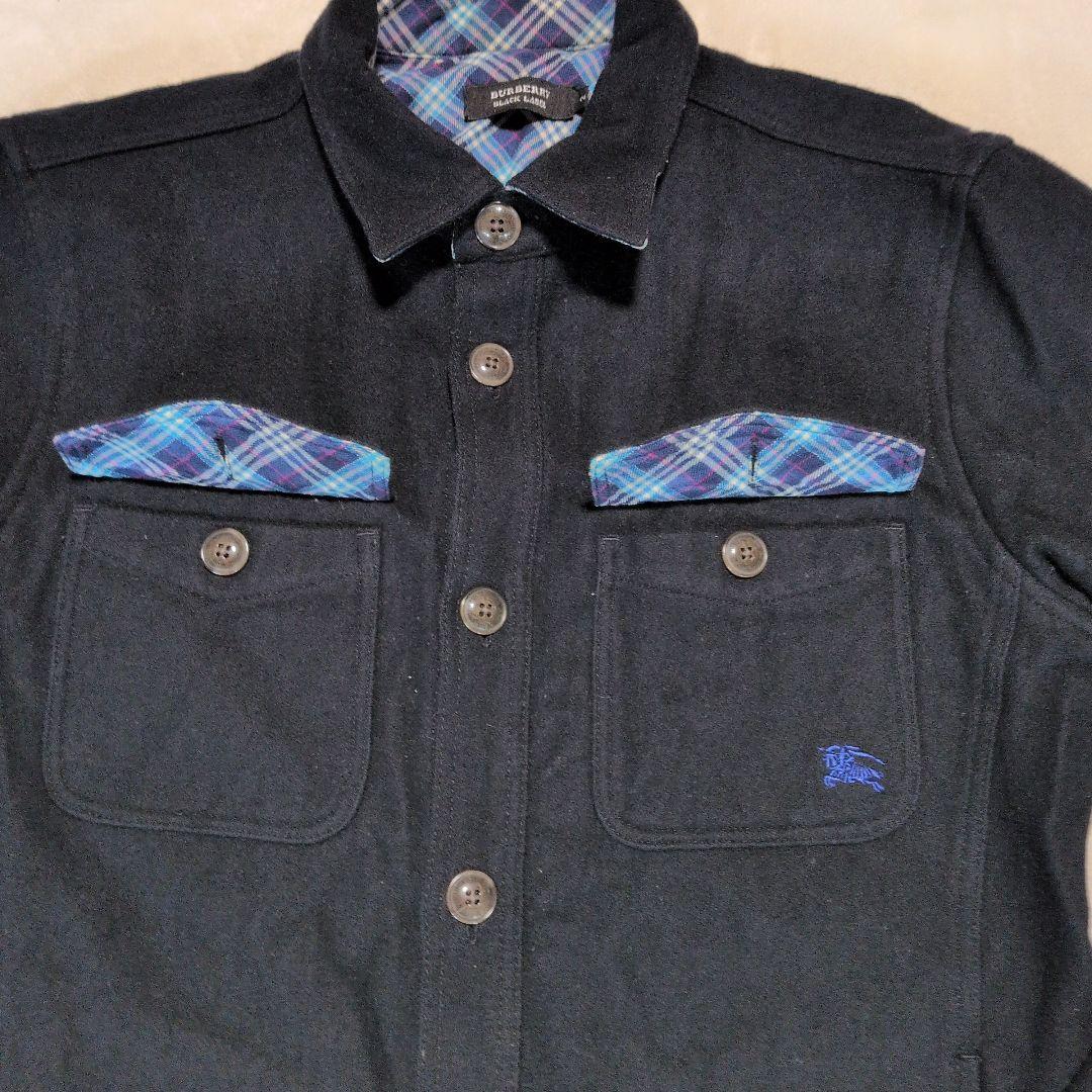 美品 ✨️ バーバリーブラックレーベル ウール 長袖シャツ 黒 M