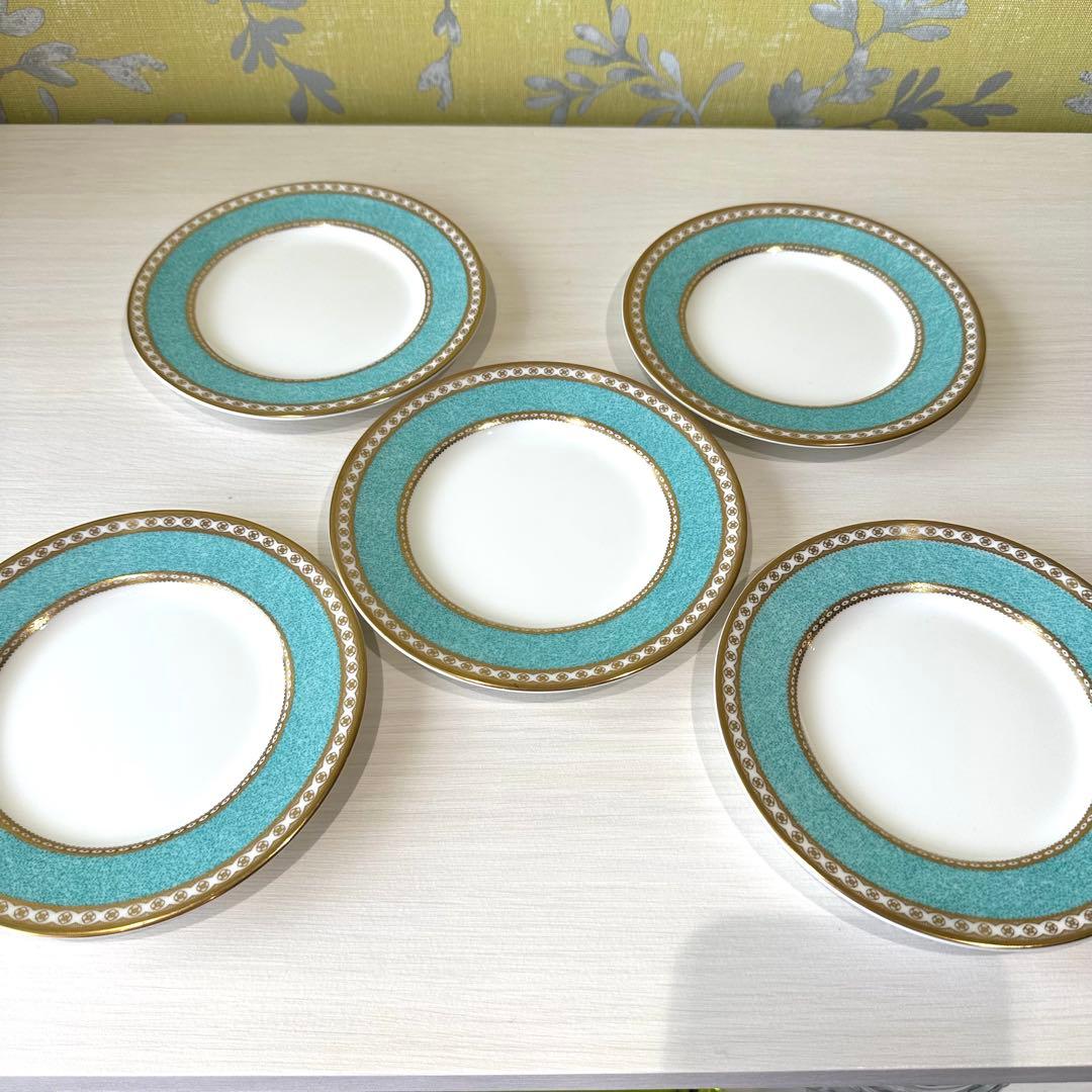 【新春セール】ウェッジウッドユーランダー パウダーターコイズ丸皿15cm磁器5枚
