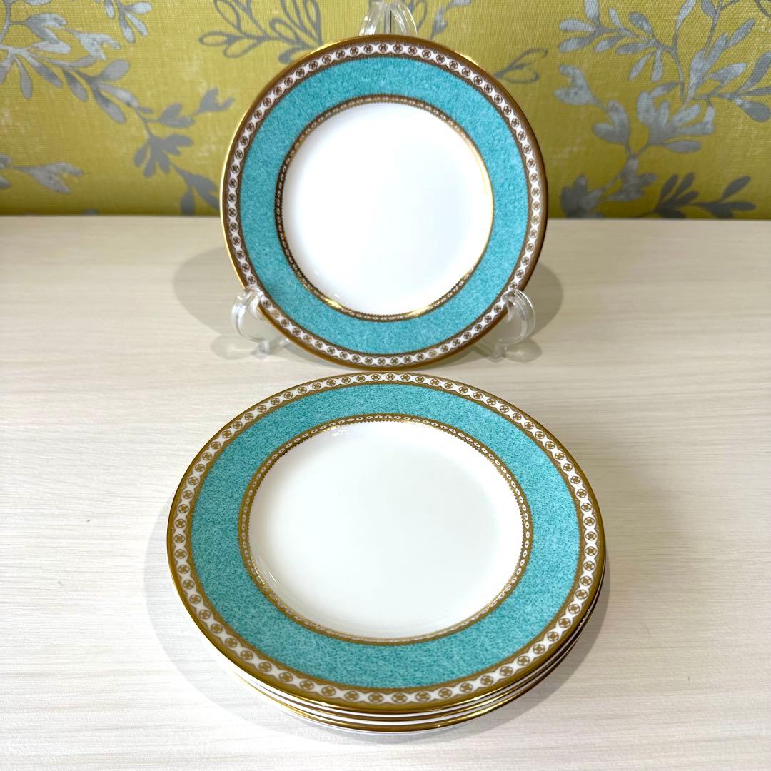 【新春セール】ウェッジウッドユーランダー パウダーターコイズ丸皿15cm磁器5枚