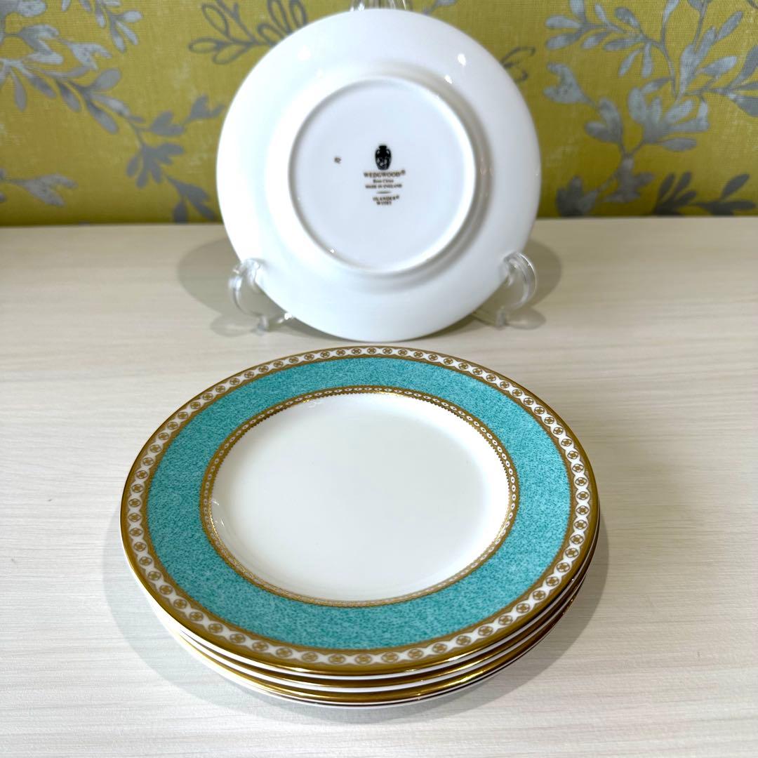 【新春セール】ウェッジウッドユーランダー パウダーターコイズ丸皿15cm磁器5枚