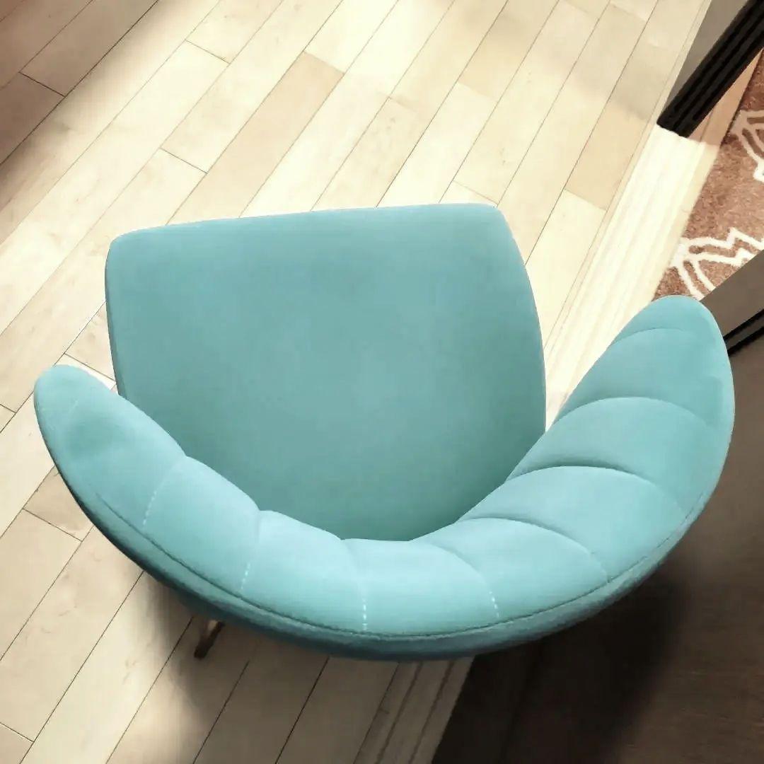 ミントブルー シェル型チェア　ダイニング　ドレッサー　デスク　ゴールド脚　ベロア