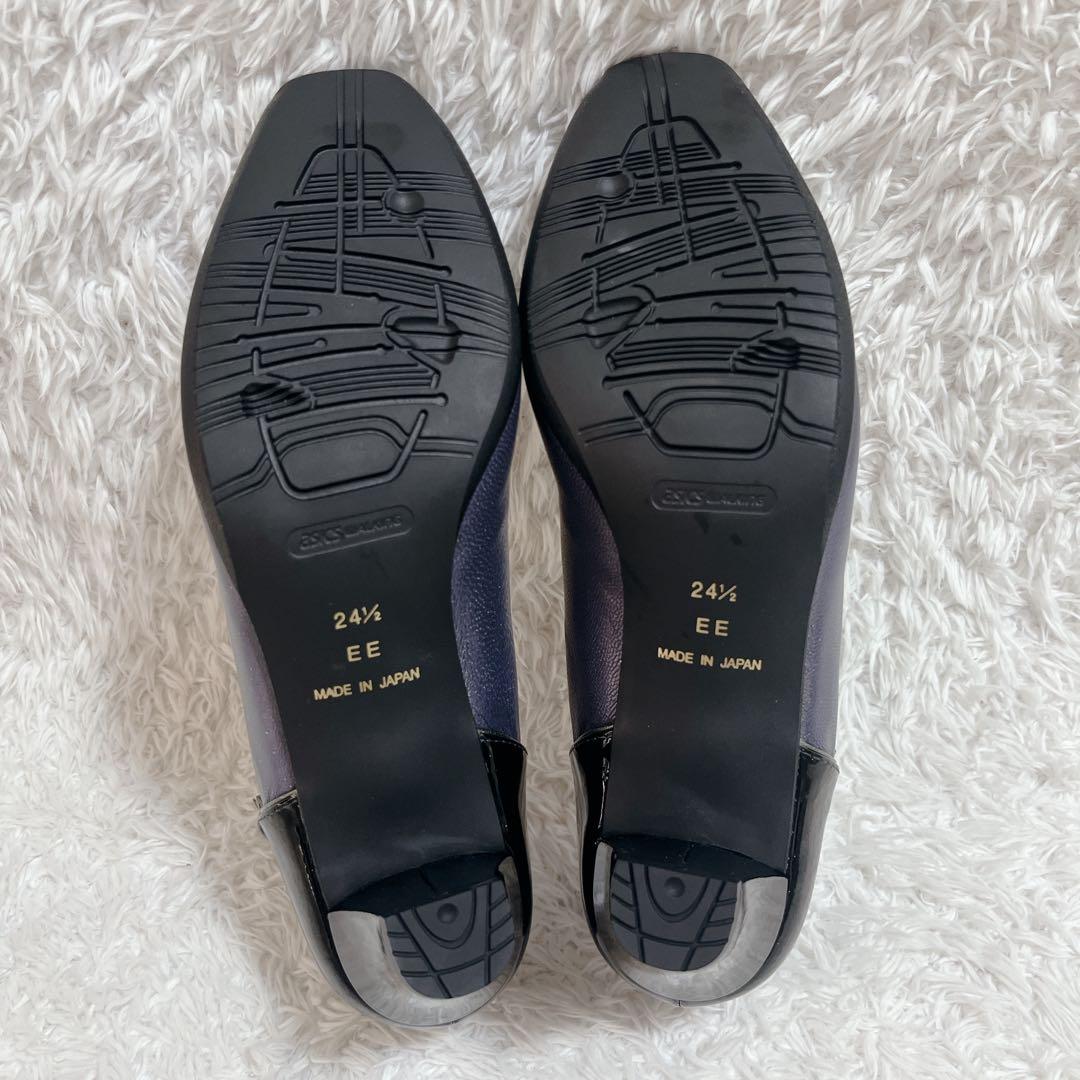 極美品✨アシックスペダラ　コンフォートシューズ　ストラップ　レザー×エナメル