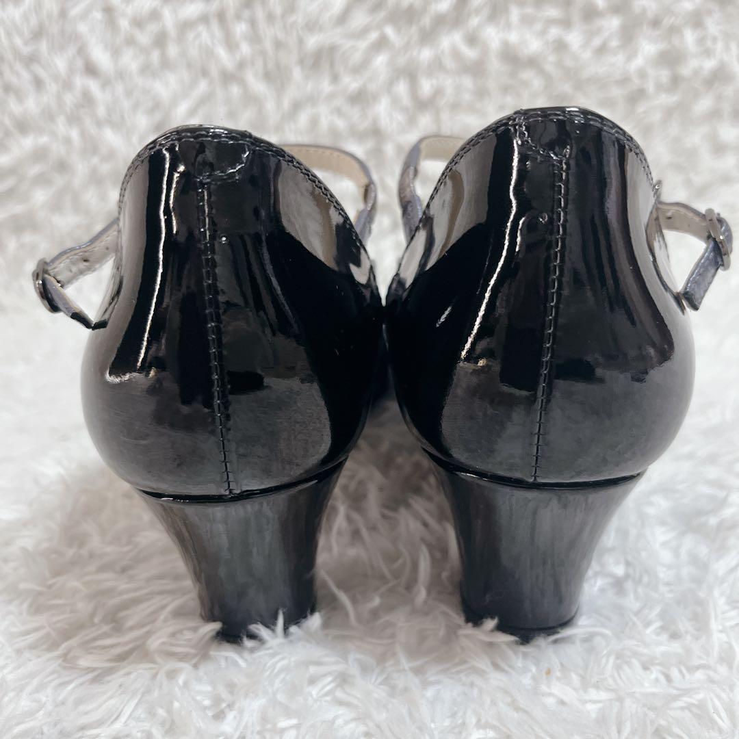 極美品✨アシックスペダラ　コンフォートシューズ　ストラップ　レザー×エナメル