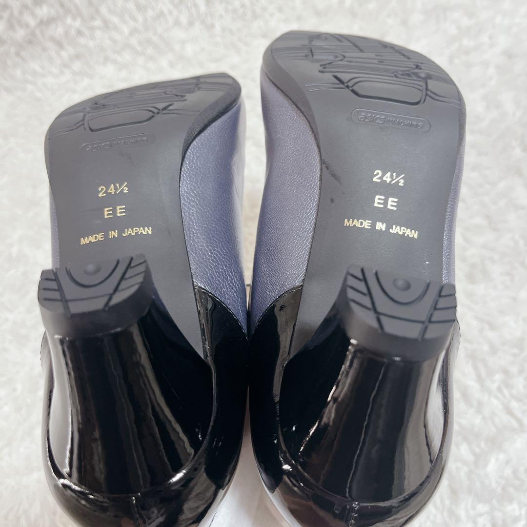 極美品✨アシックスペダラ　コンフォートシューズ　ストラップ　レザー×エナメル