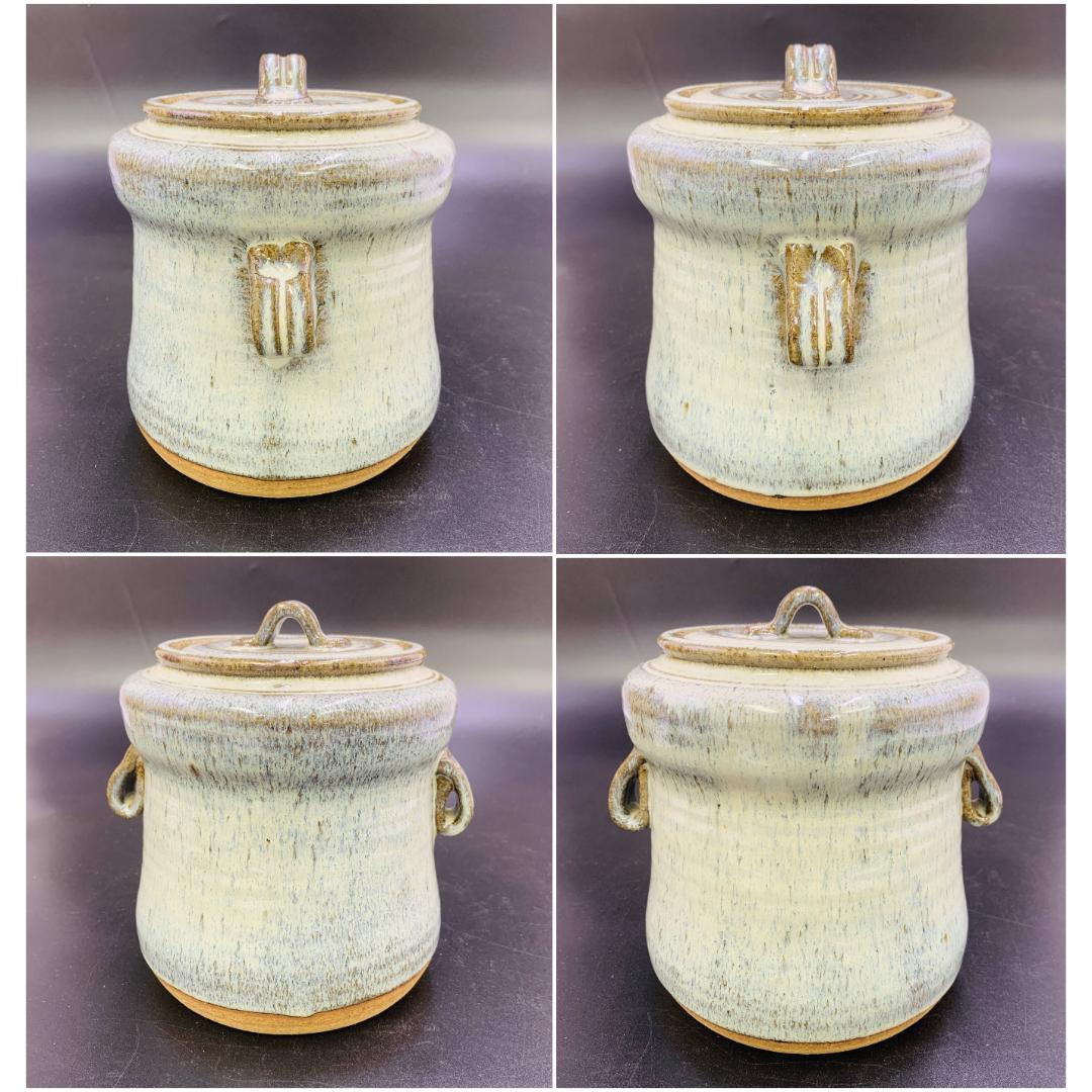 【美品】唐津焼人気作家 【武村利左エ門】作　斑唐津 共蓋 水指 共箱付 茶道具