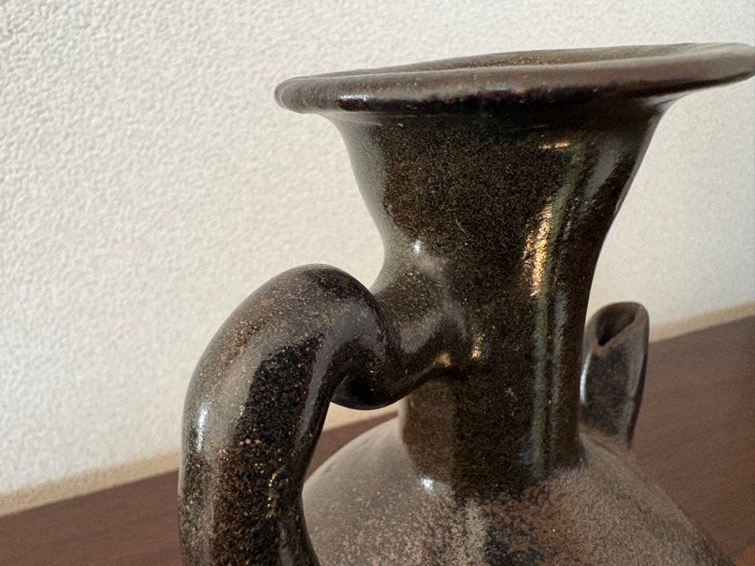 古い瓶　黒釉　水注　中国 水差　 花瓶 骨董