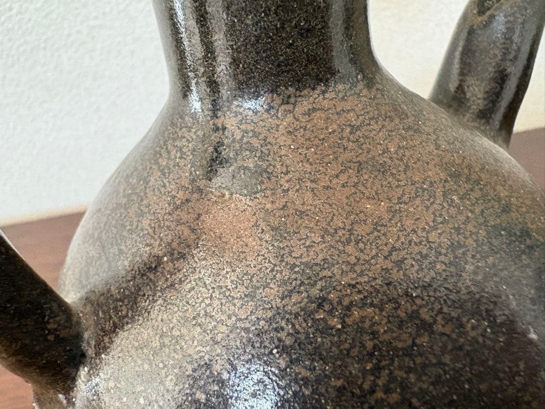 古い瓶　黒釉　水注　中国 水差　 花瓶 骨董