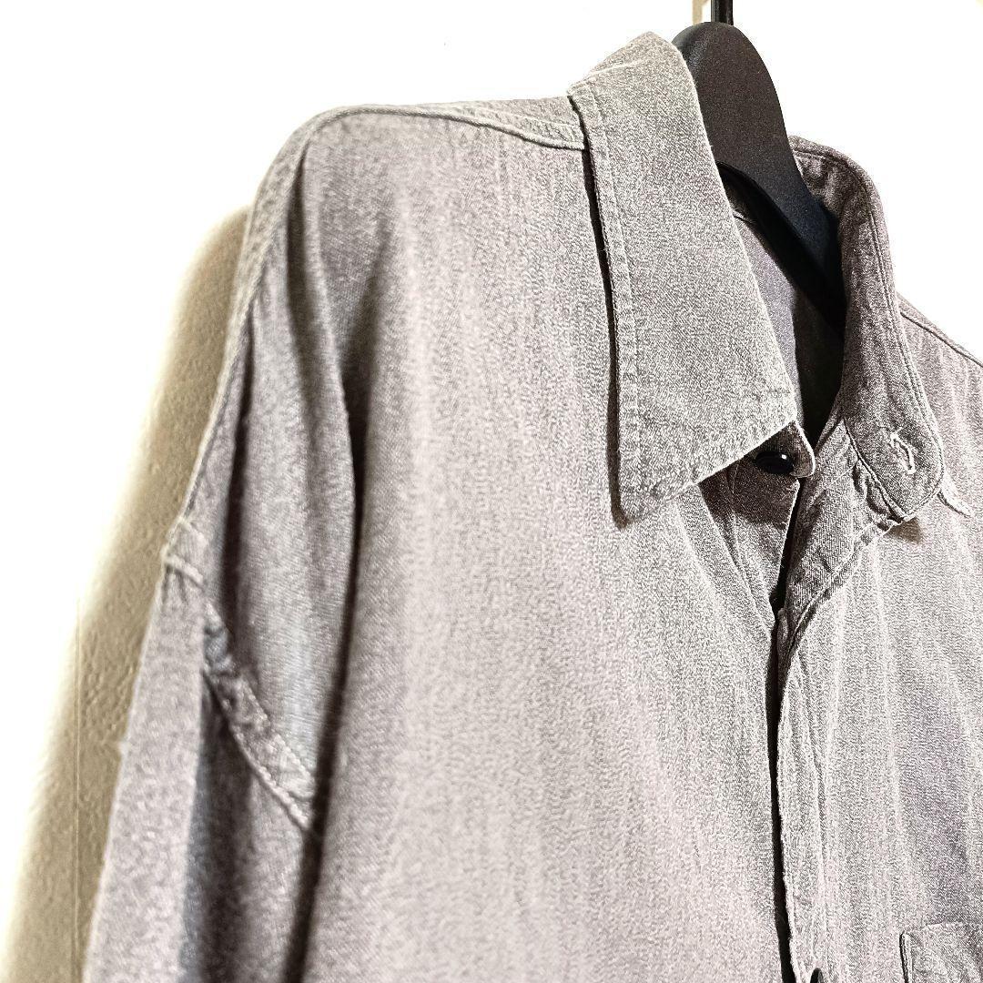 未使用級♪大きいサイズ COMOLI 24SS ヨリ杢 ワークシャツ 4