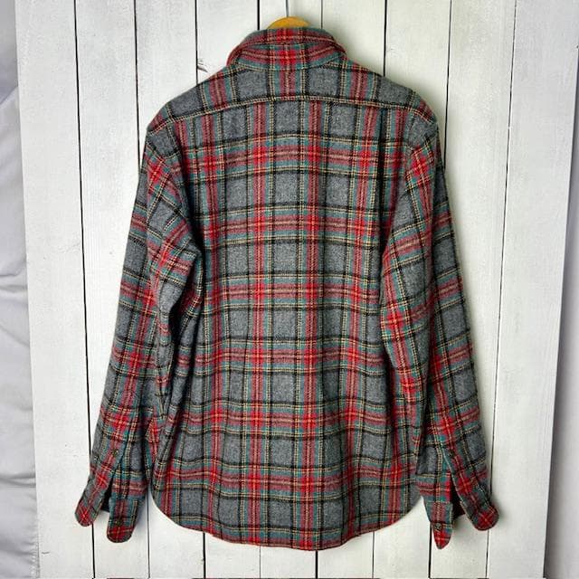 Mr.Bond タータンチェック チンスト付き ハーフジップウールシャツ S～M