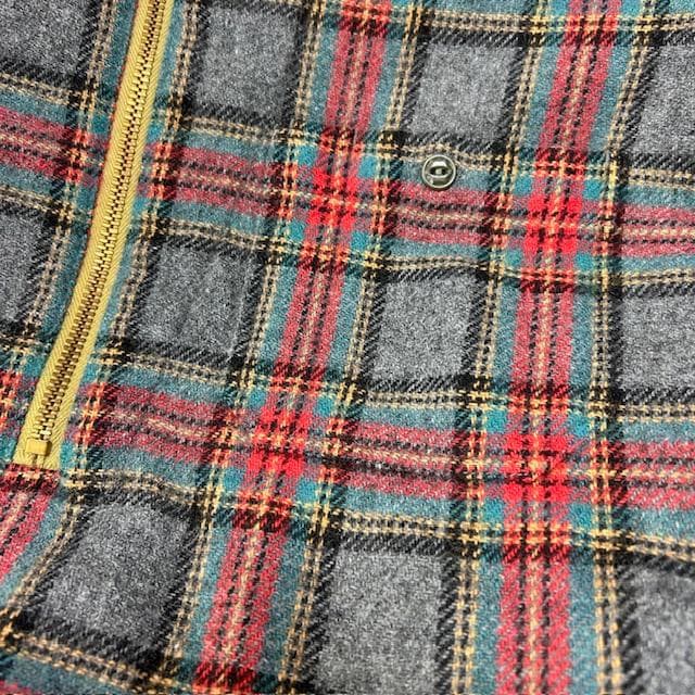 Mr.Bond タータンチェック チンスト付き ハーフジップウールシャツ S～M