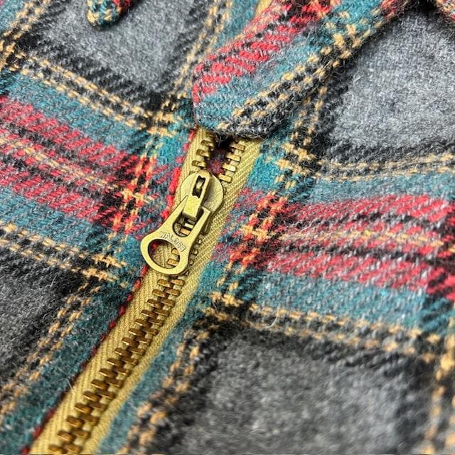 Mr.Bond タータンチェック チンスト付き ハーフジップウールシャツ S～M