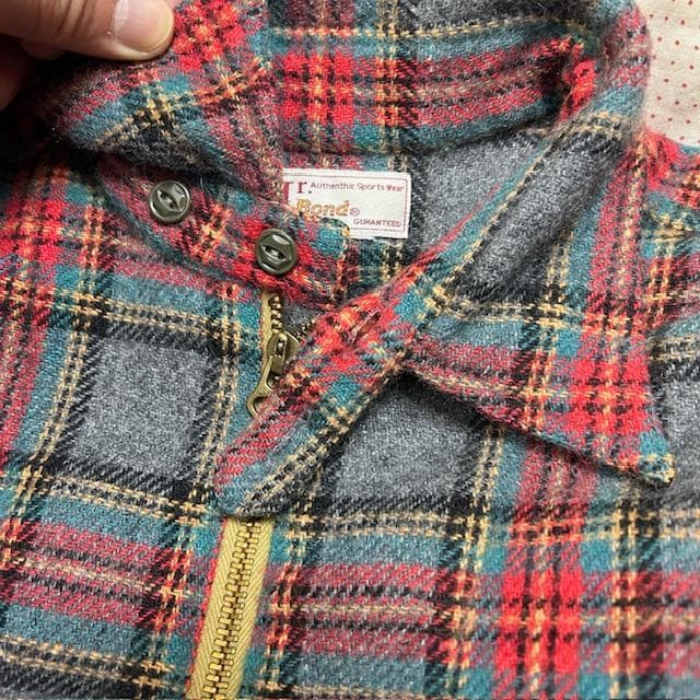 Mr.Bond タータンチェック チンスト付き ハーフジップウールシャツ S～M