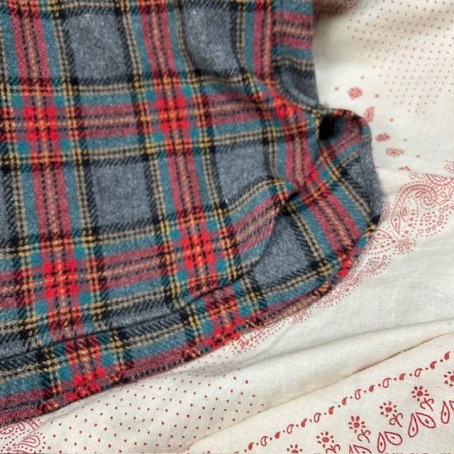 Mr.Bond タータンチェック チンスト付き ハーフジップウールシャツ S～M