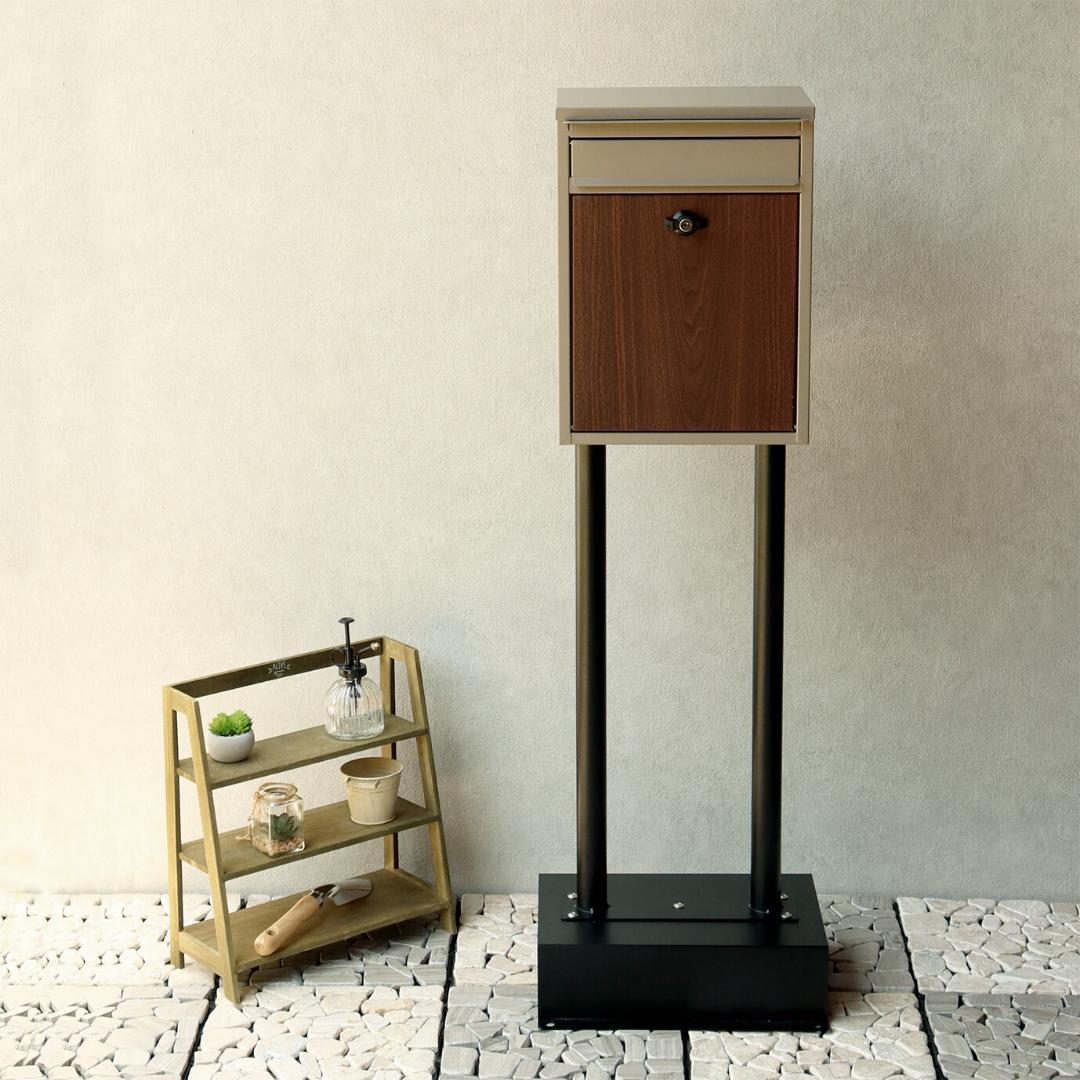 MJ PT SHN　スタンドポスト　郵便ポスト　ベージュ