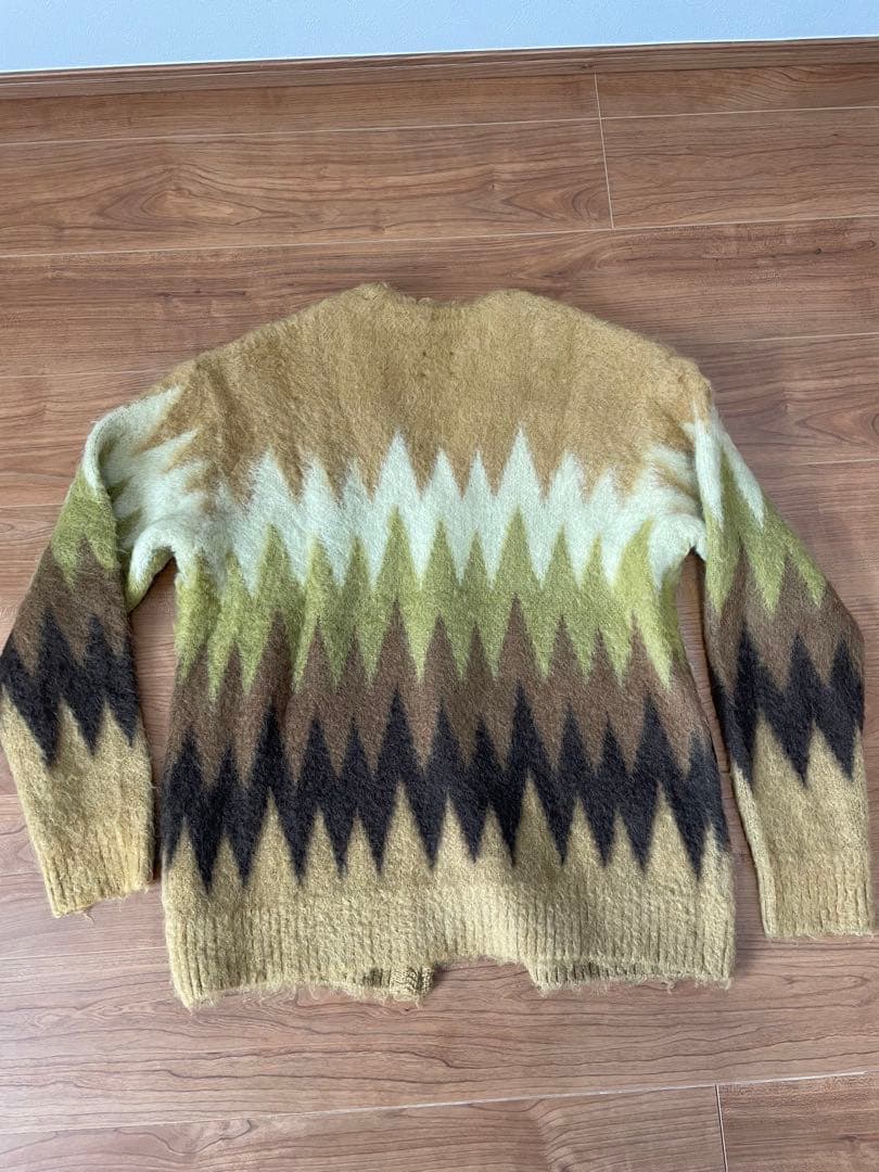 Needles ジグザグ　モヘアカーディガン M マスタードイエロー