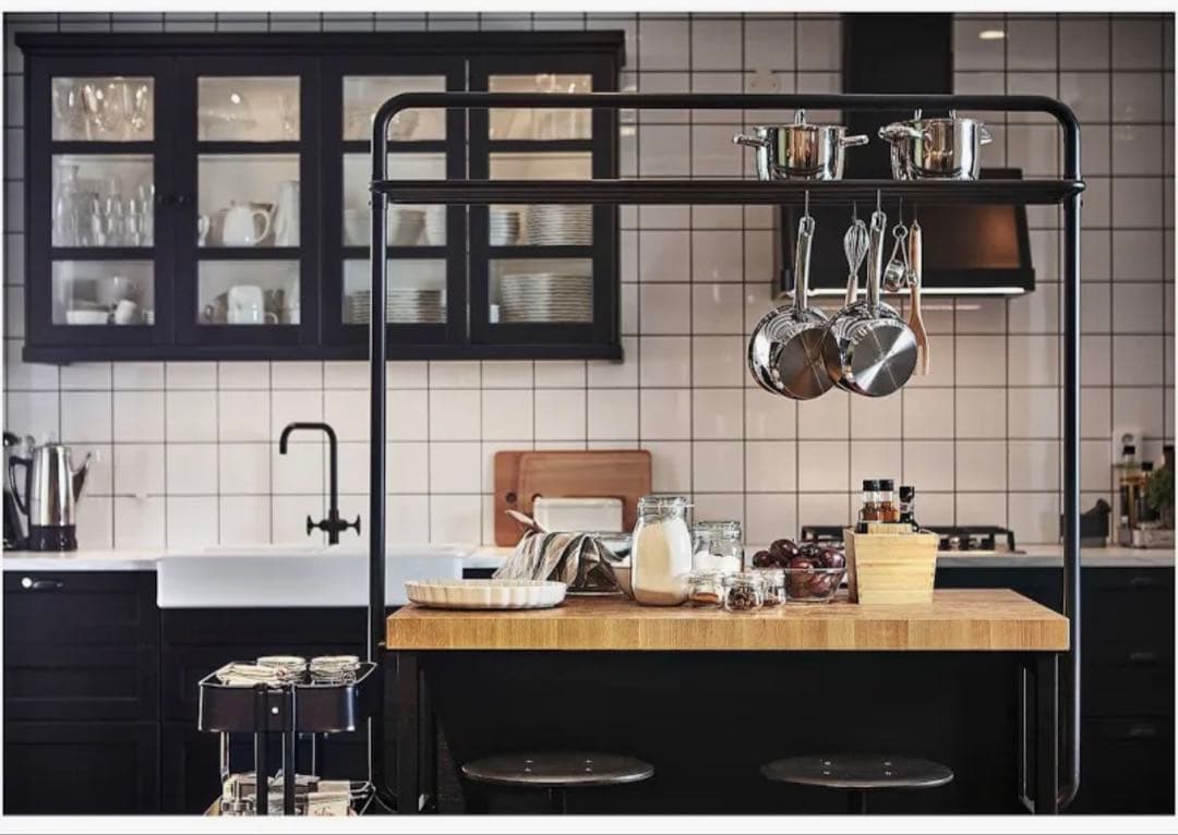 【IKEA】ヴァドホルマ アイランドキッチン ラック、イス付き　三重県名張市