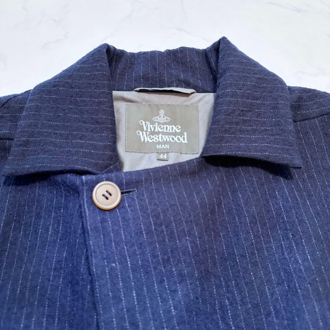 現行品✨ヴィヴィアンウエスドウッドマン プレッジ ストライプジャケット 紺 44