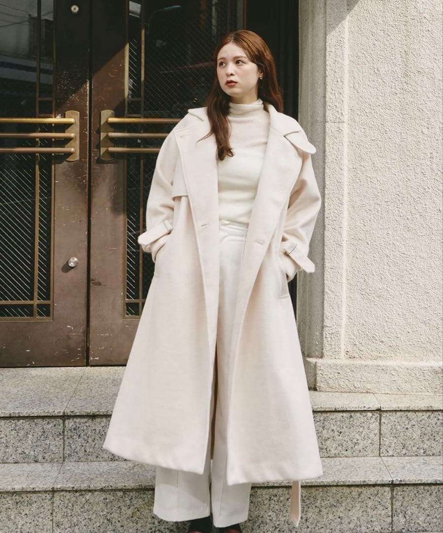 Olu. オルドット ダブルシャギーロングコート ivory