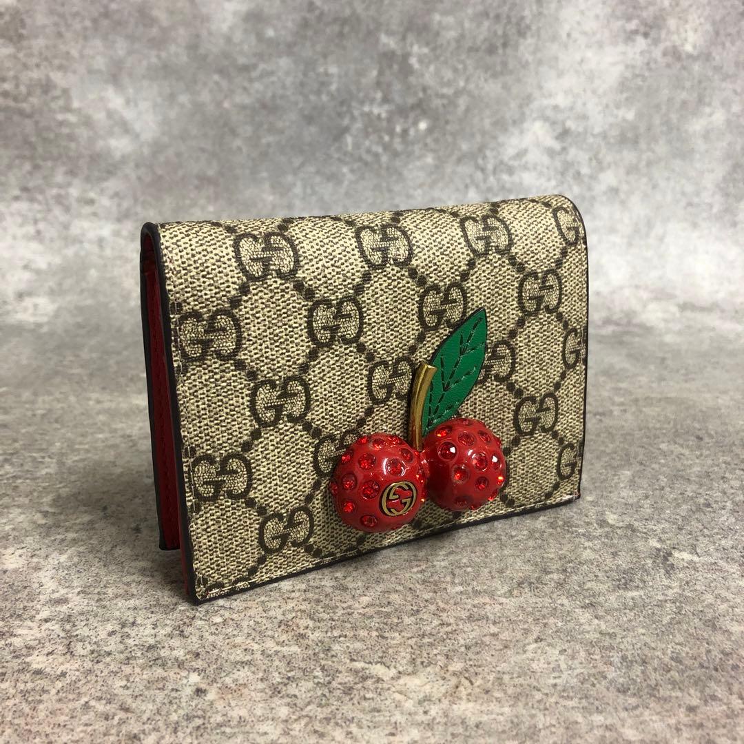 フォロー割■ GUCCI グッチ チェリー 二つ折り財布 さくらんぼ GG