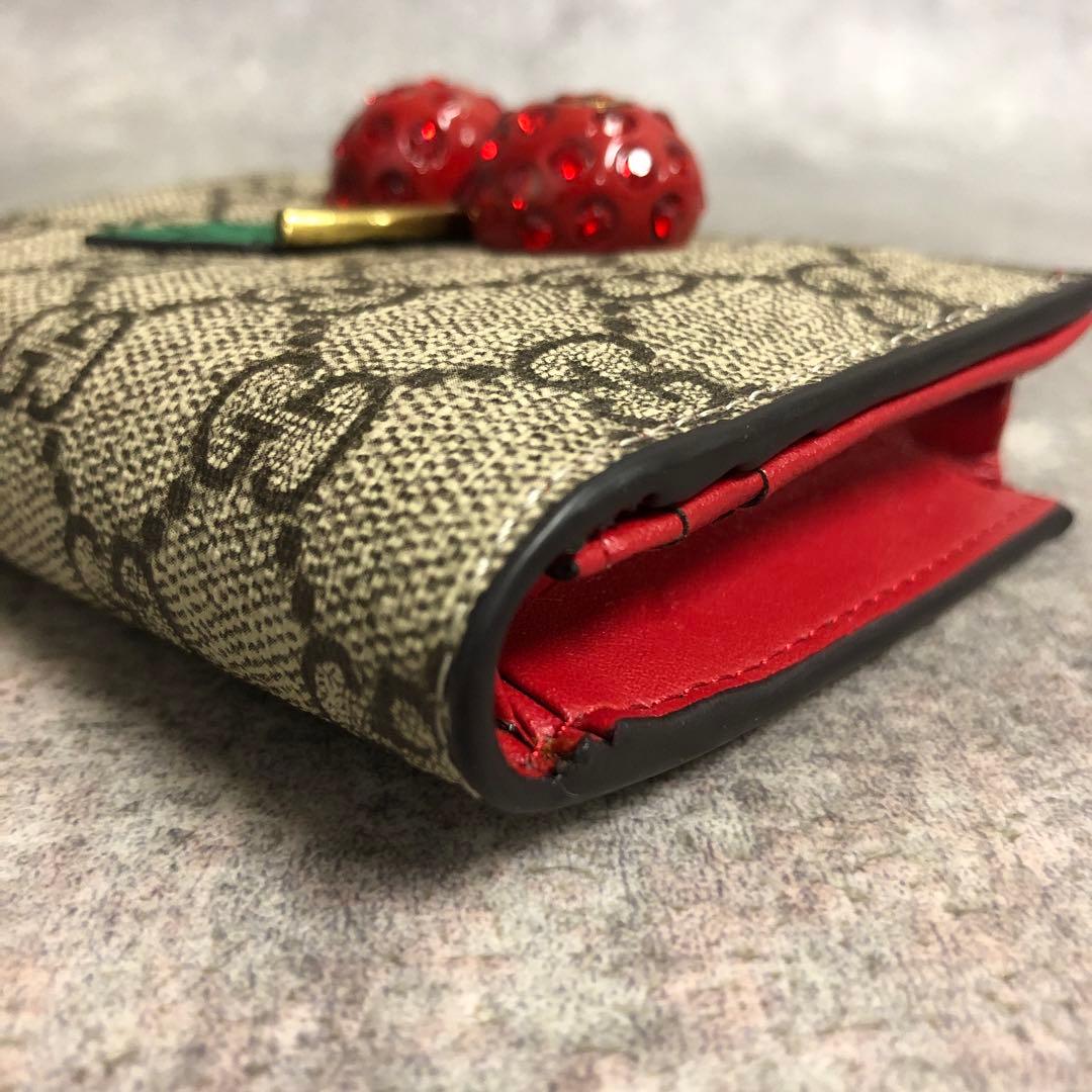 フォロー割■ GUCCI グッチ チェリー 二つ折り財布 さくらんぼ GG