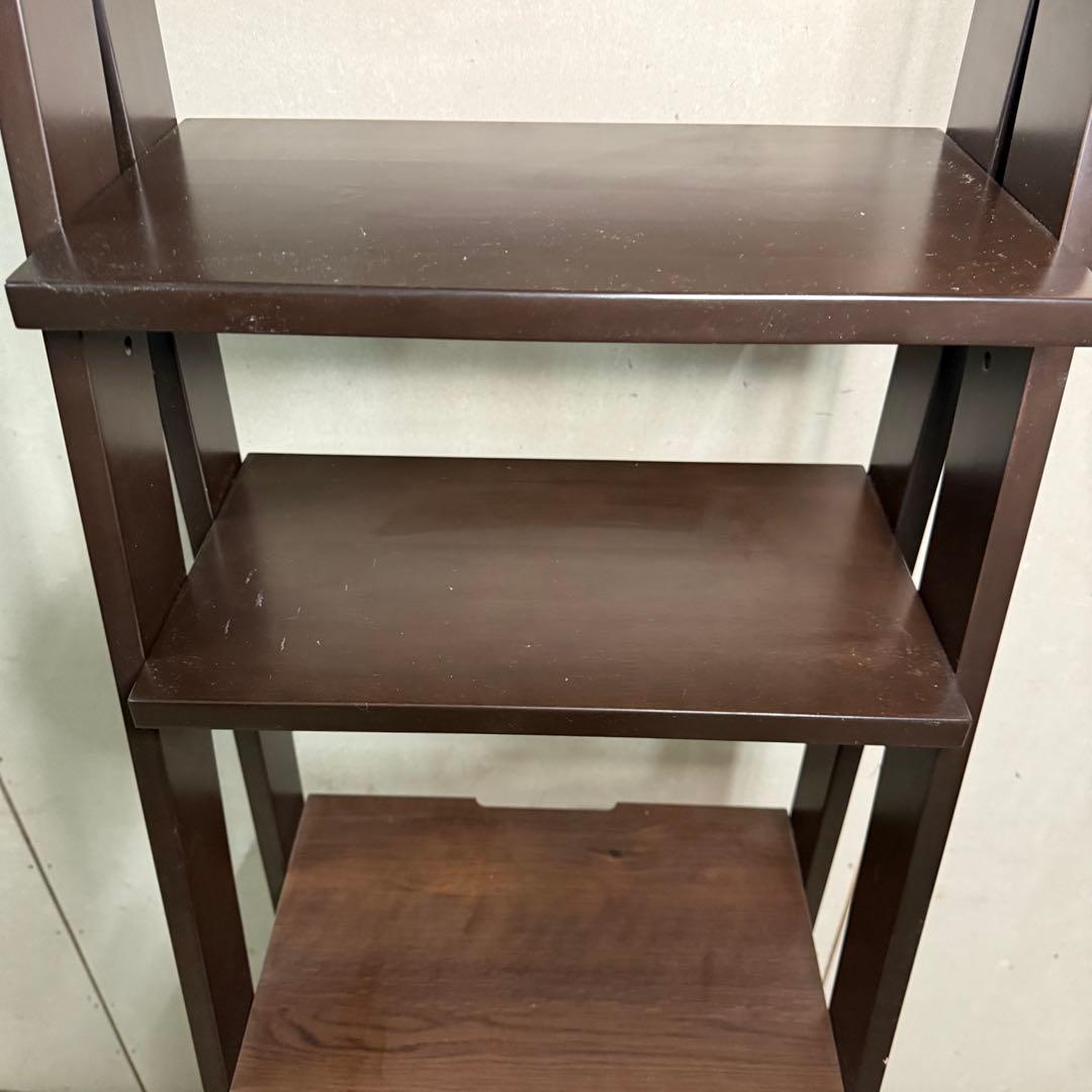 【619】ダークブラウン木製ラック 4引き出し付き