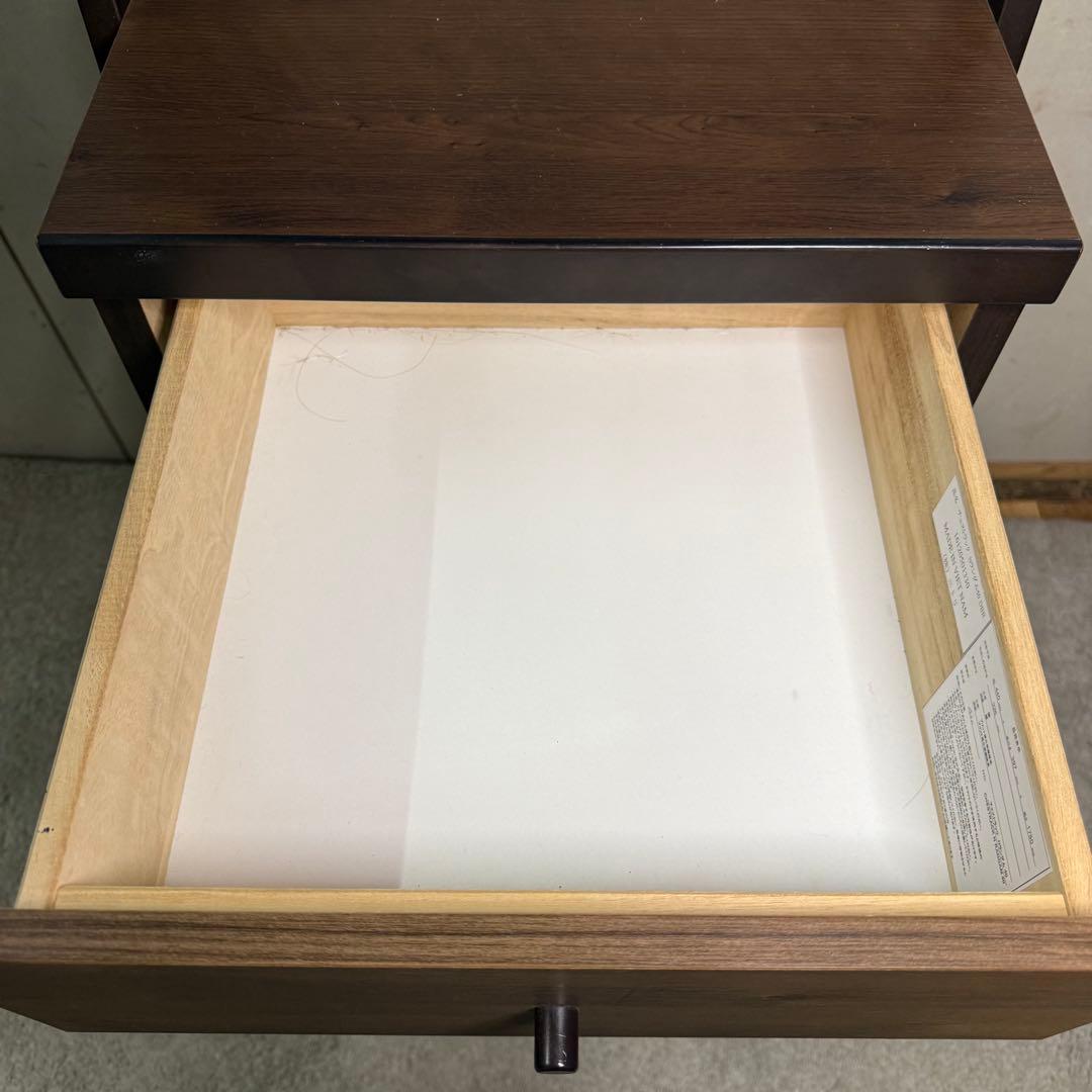 【619】ダークブラウン木製ラック 4引き出し付き