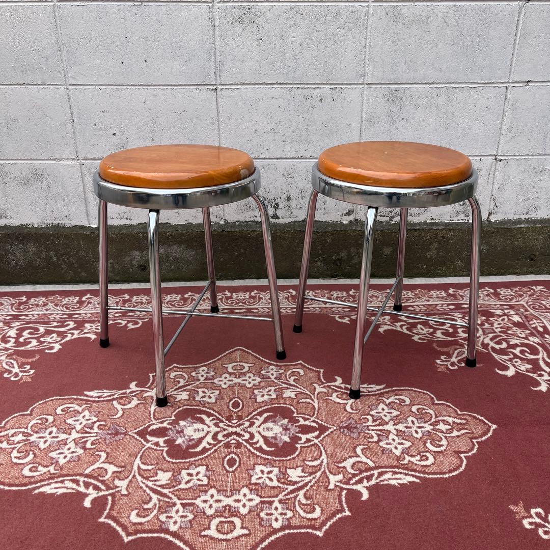 ビンテージ品 古家具◼︎2点セット チトセ 丸椅子 ラウンドスツール B