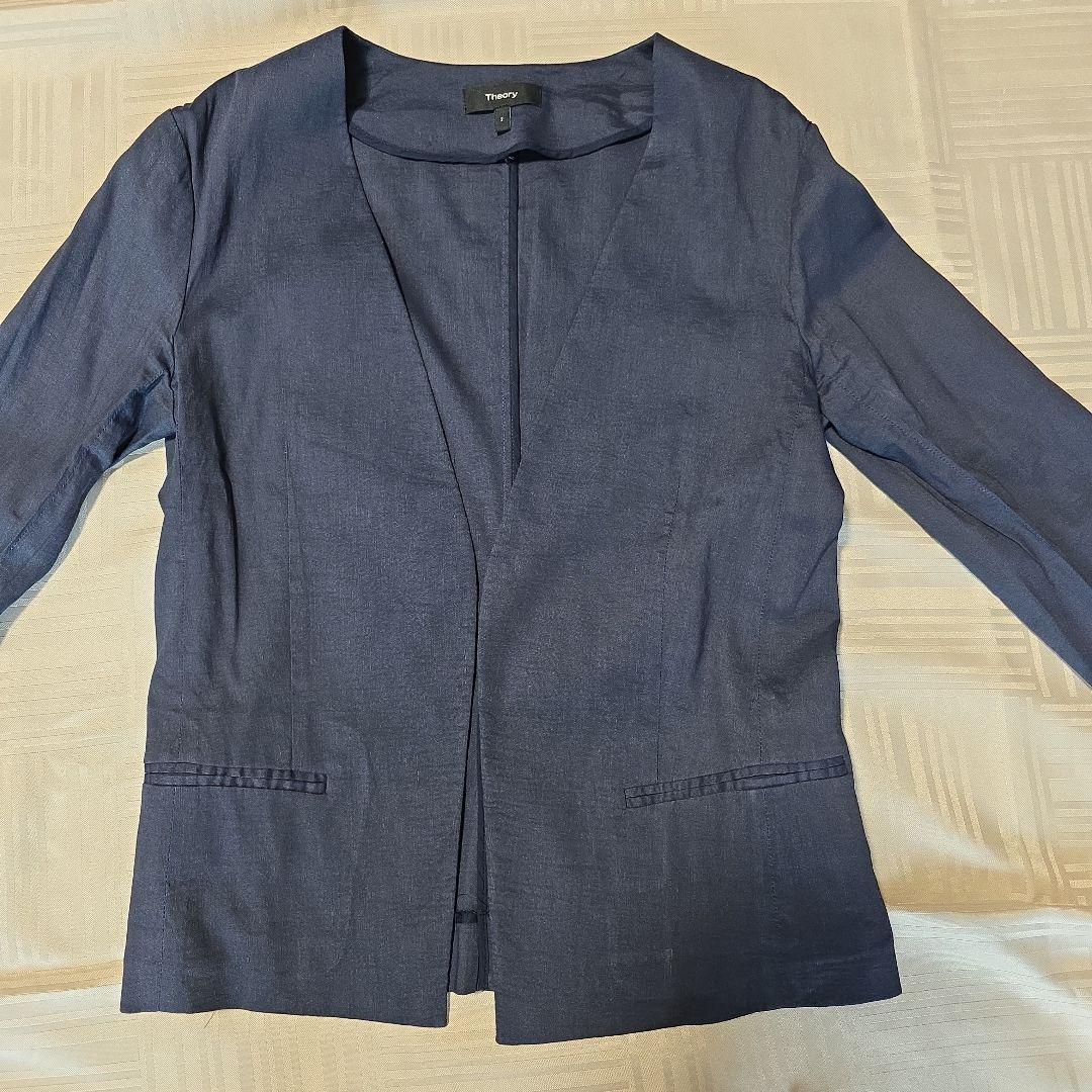 Theory ダークネイビー リネンパンツスーツ上下