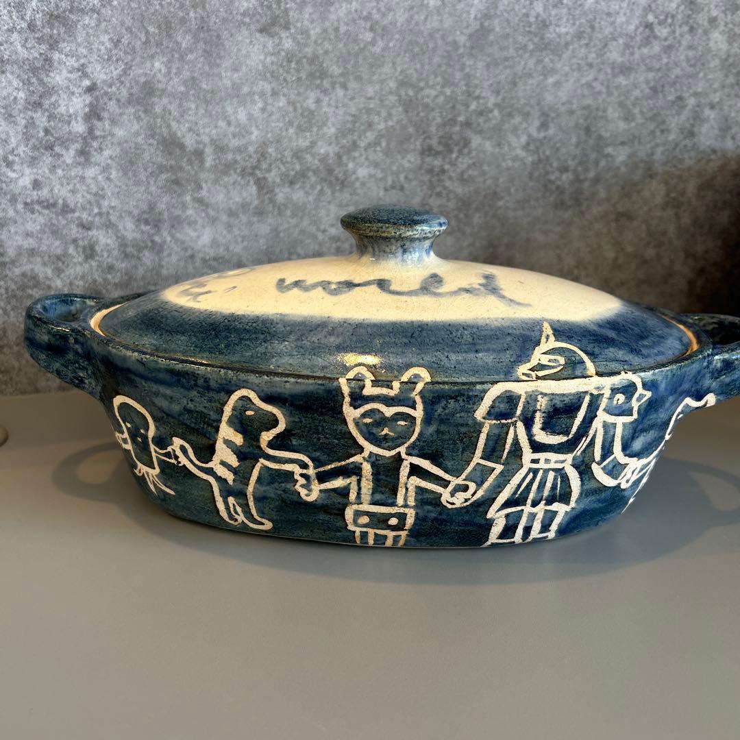 ❣️お値下げ❣️寺門広気さん✨超レア土鍋✨ブルー×ホワイト作家もの