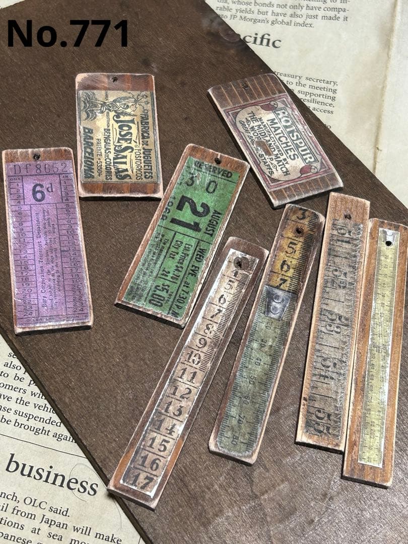 ウッドタグ定規マッチ箱ラベルなどNo.771