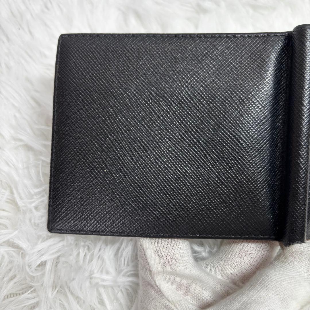 ✨極美品✨ PRADA マネークリップ 型押し サフィアーノレザー ブラック