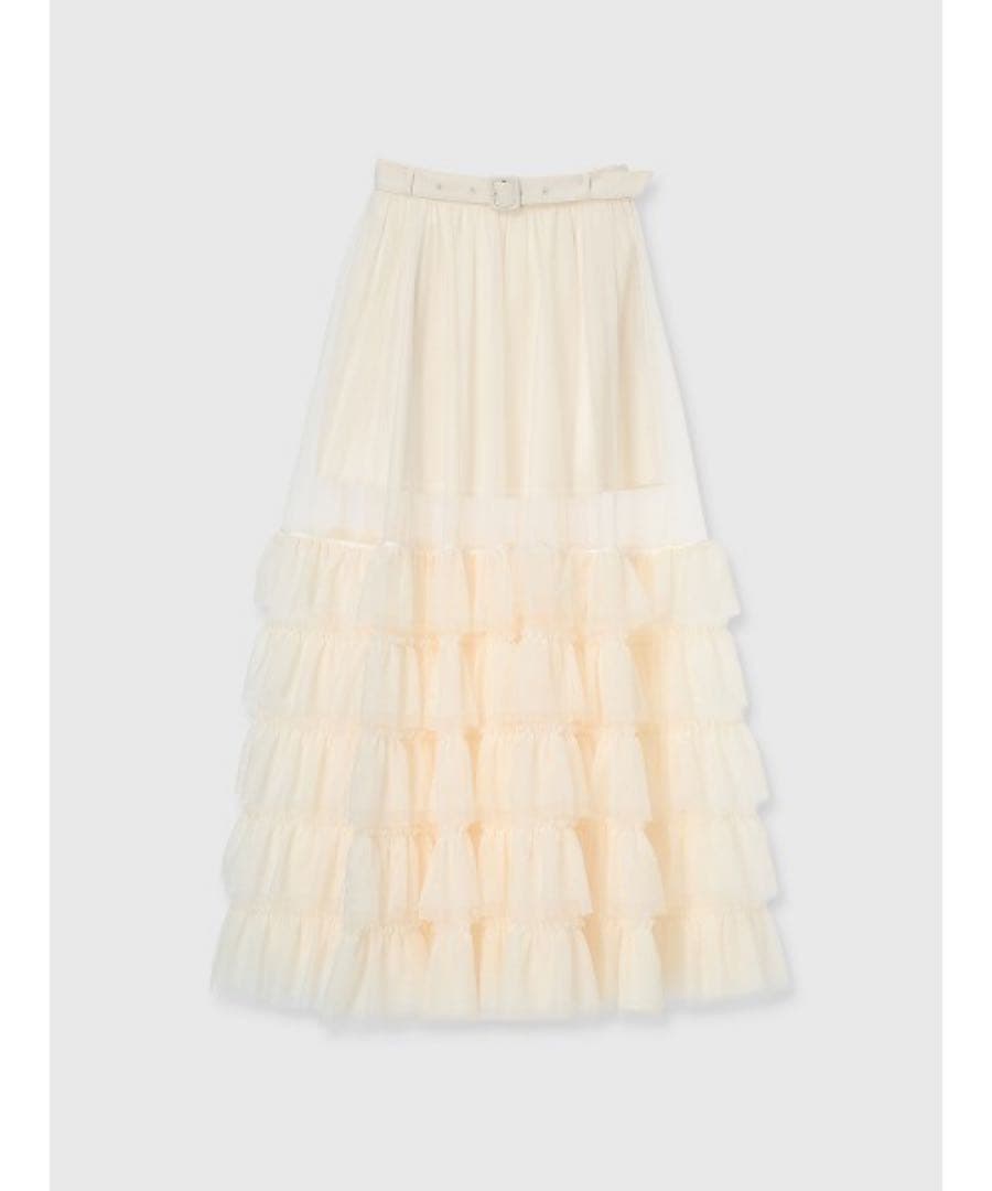 EIMY ISTOIRE チュールティアードレイヤードスカート ホワイト