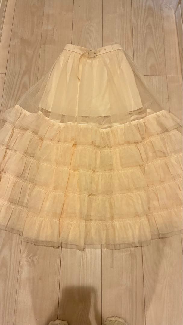 EIMY ISTOIRE チュールティアードレイヤードスカート ホワイト