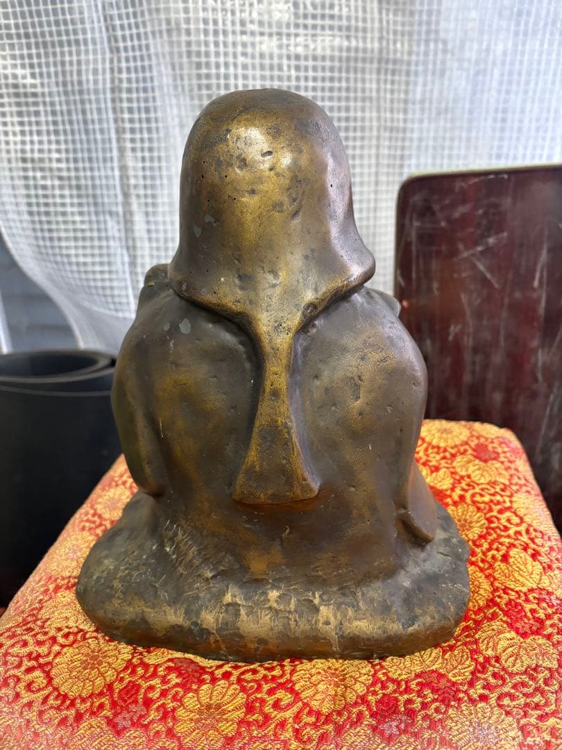 ブロンズ 和風人形 笑顔 扇子