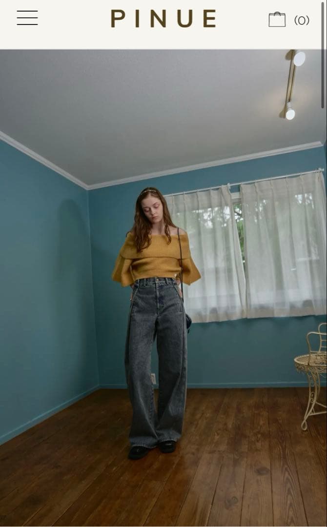 セール　pinue ピヌエ　サイドタックデニムパンツ（BLUE）　S