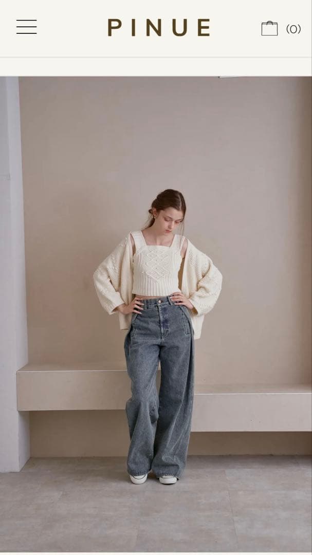 セール　pinue ピヌエ　サイドタックデニムパンツ（BLUE）　S