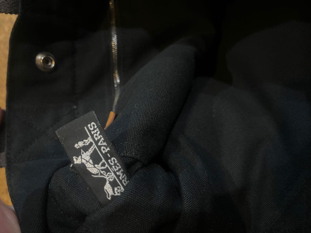 HERMES PARISブラックストライプトートバッグ