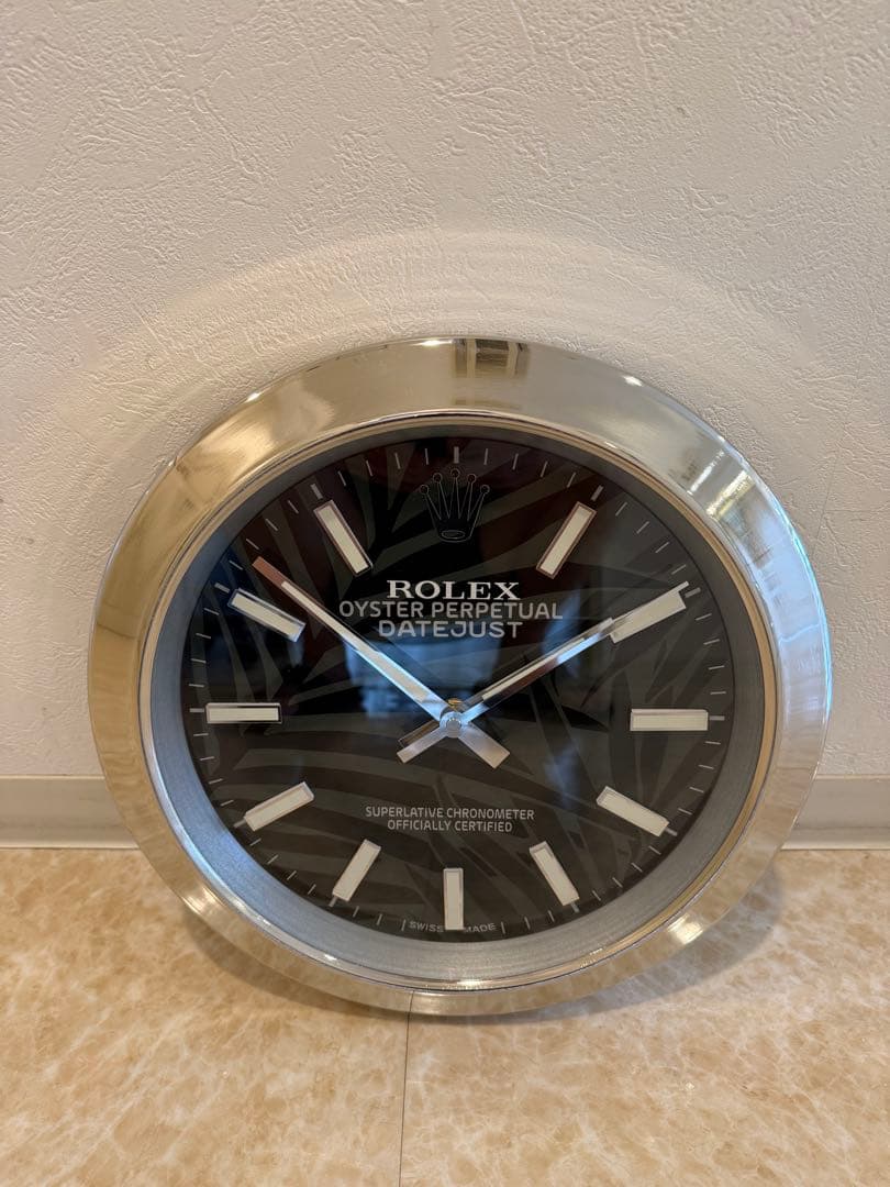ROLEX DATEJUSTパームモチーフ風　壁掛時計　ディスコン柄