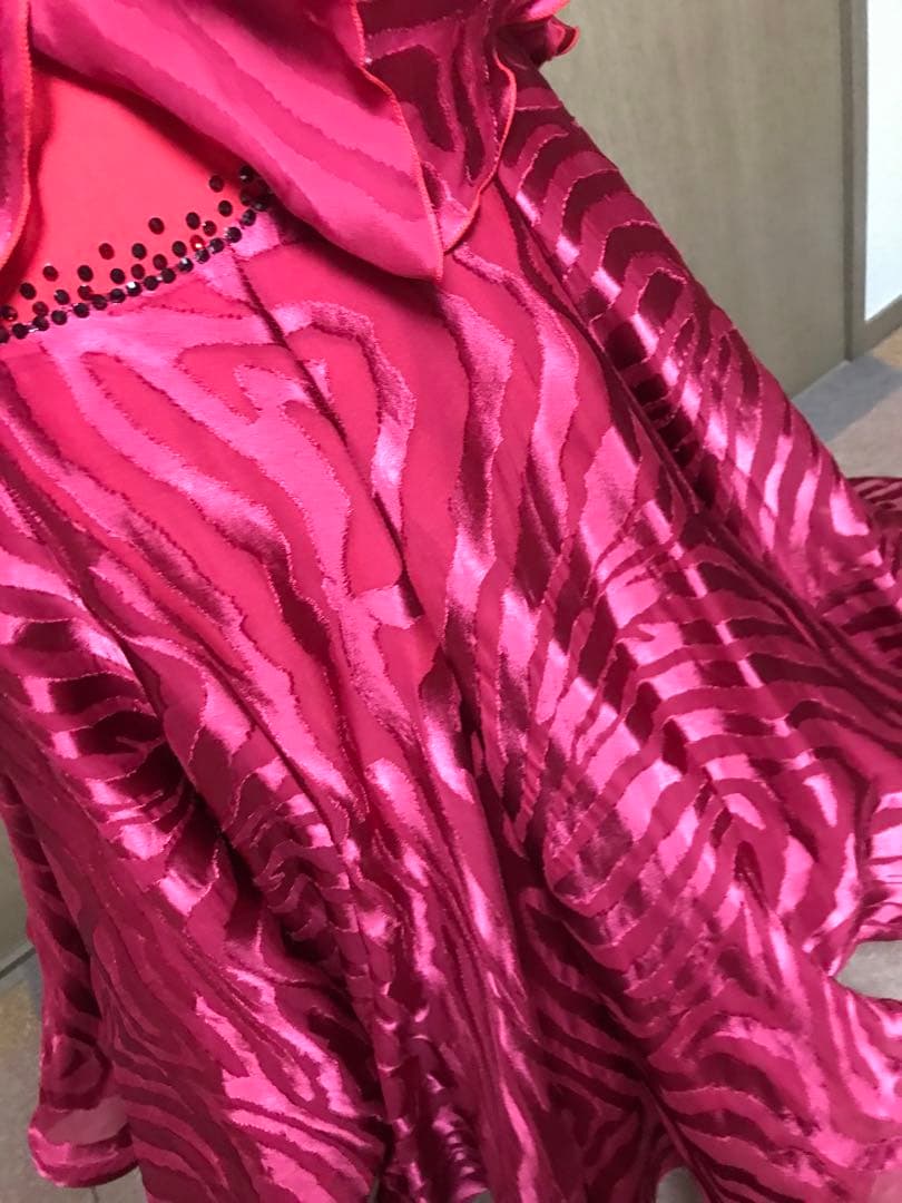 ゼブラ柄フレアスリーブダンスドレス　おまけつき