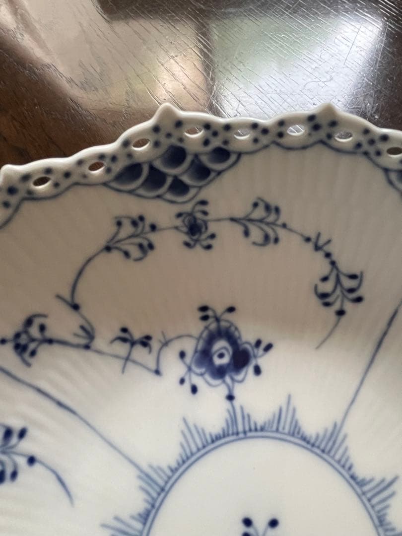 ロイヤルコペンハーゲン　ブルーフルーテッド　フルレース　フルーツボウル　菓子鉢