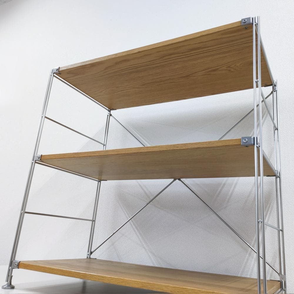 無印良品 ステンレスユニットシェルフ　オーク材棚セット　ワイド小　３段