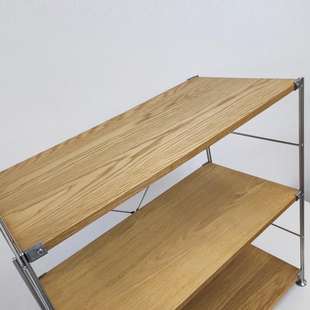 無印良品 ステンレスユニットシェルフ　オーク材棚セット　ワイド小　３段