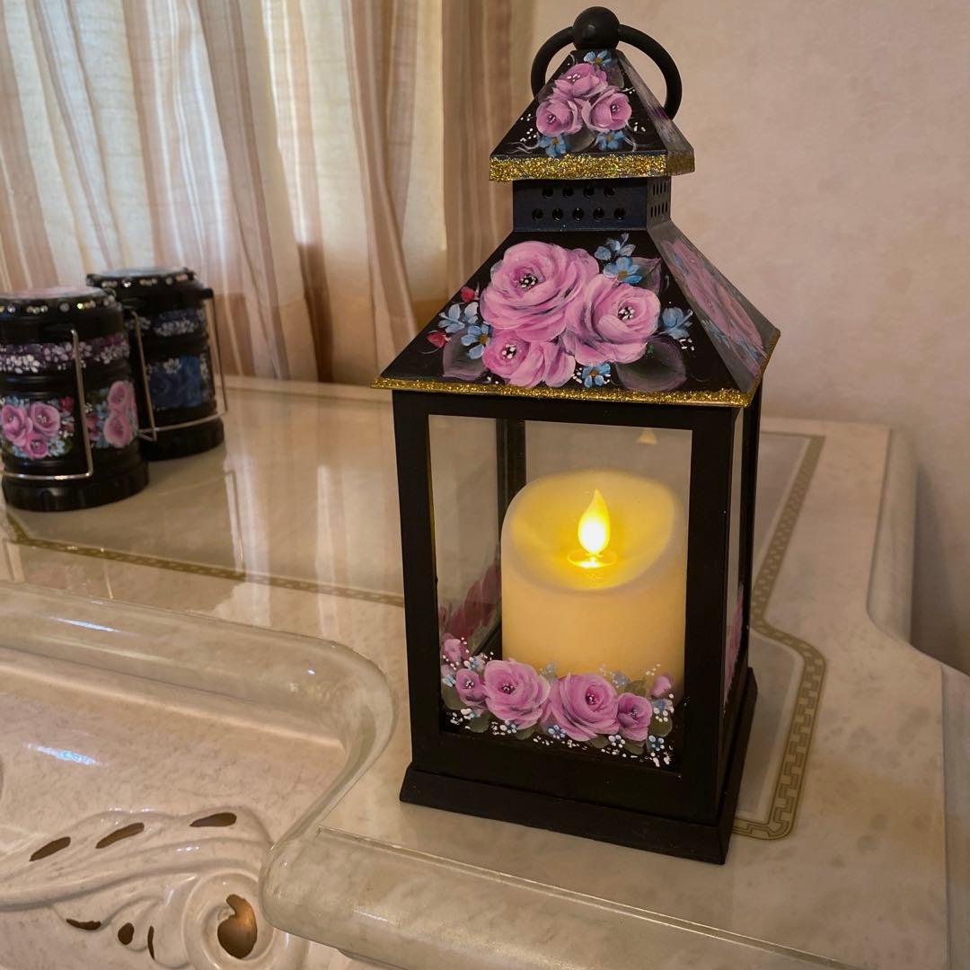 ジュエリーボックス　ランタン　懐中電灯　電子カイロ　防犯ブザー　薔薇　手描き
